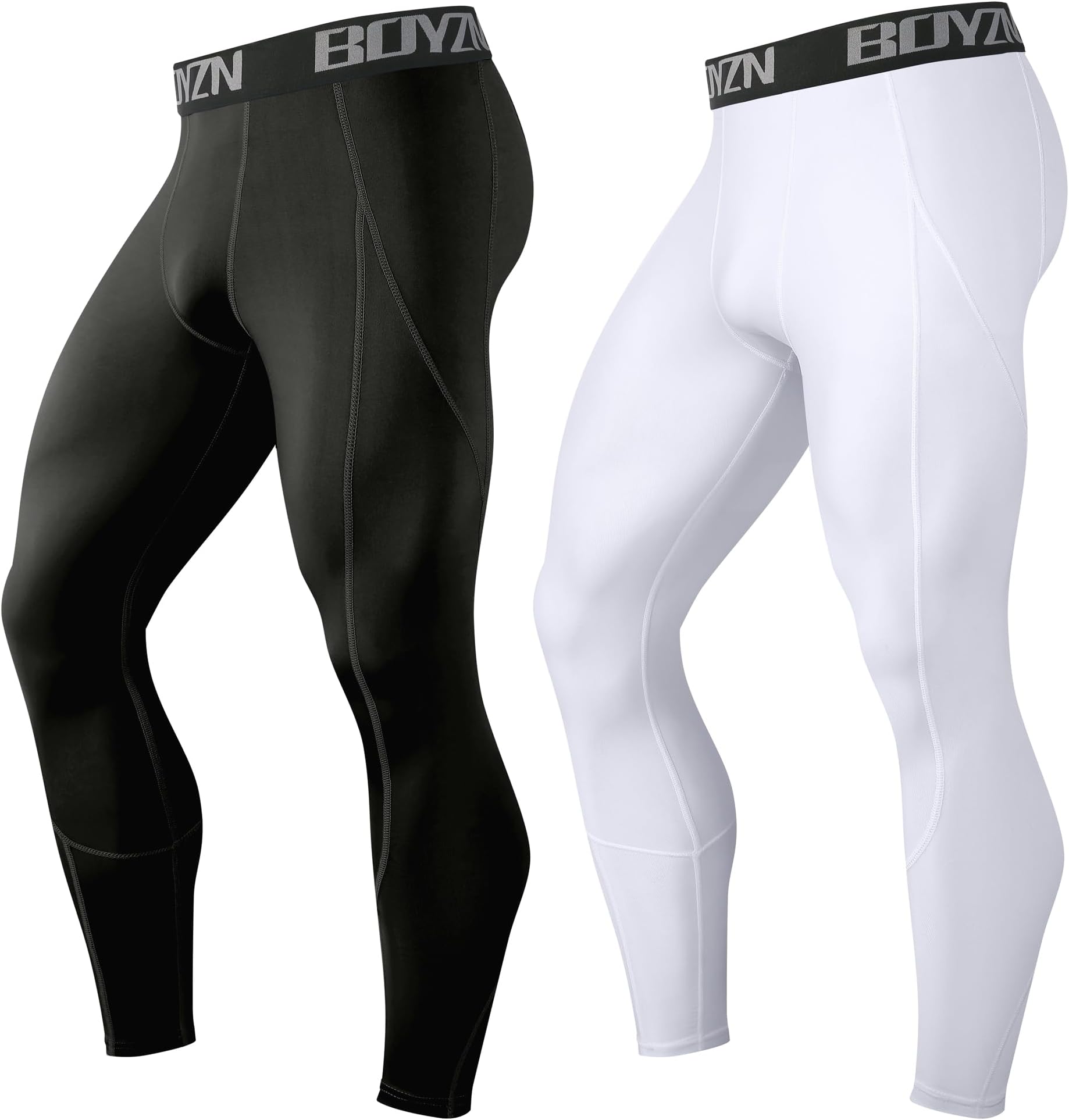 Boyzn 1 or 2,3 Pack Men's Compression Pants, Cool Dry Athletic Workout Running Tights Leggings with Pocket/Non-Pocket