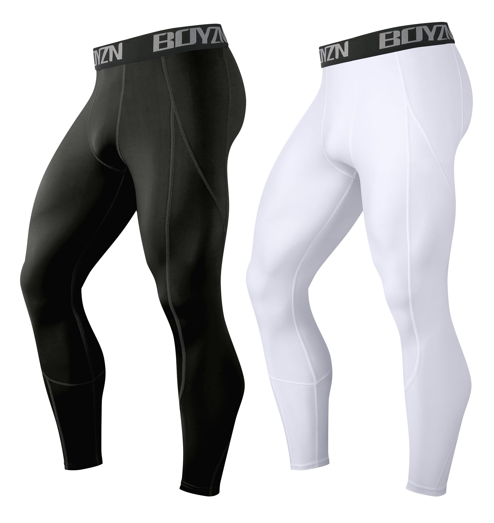 Boyzn 1 or 2,3 Pack Men's Compression Pants, Cool Dry Athletic Workout Running Tights Leggings with Pocket/Non-Pocket