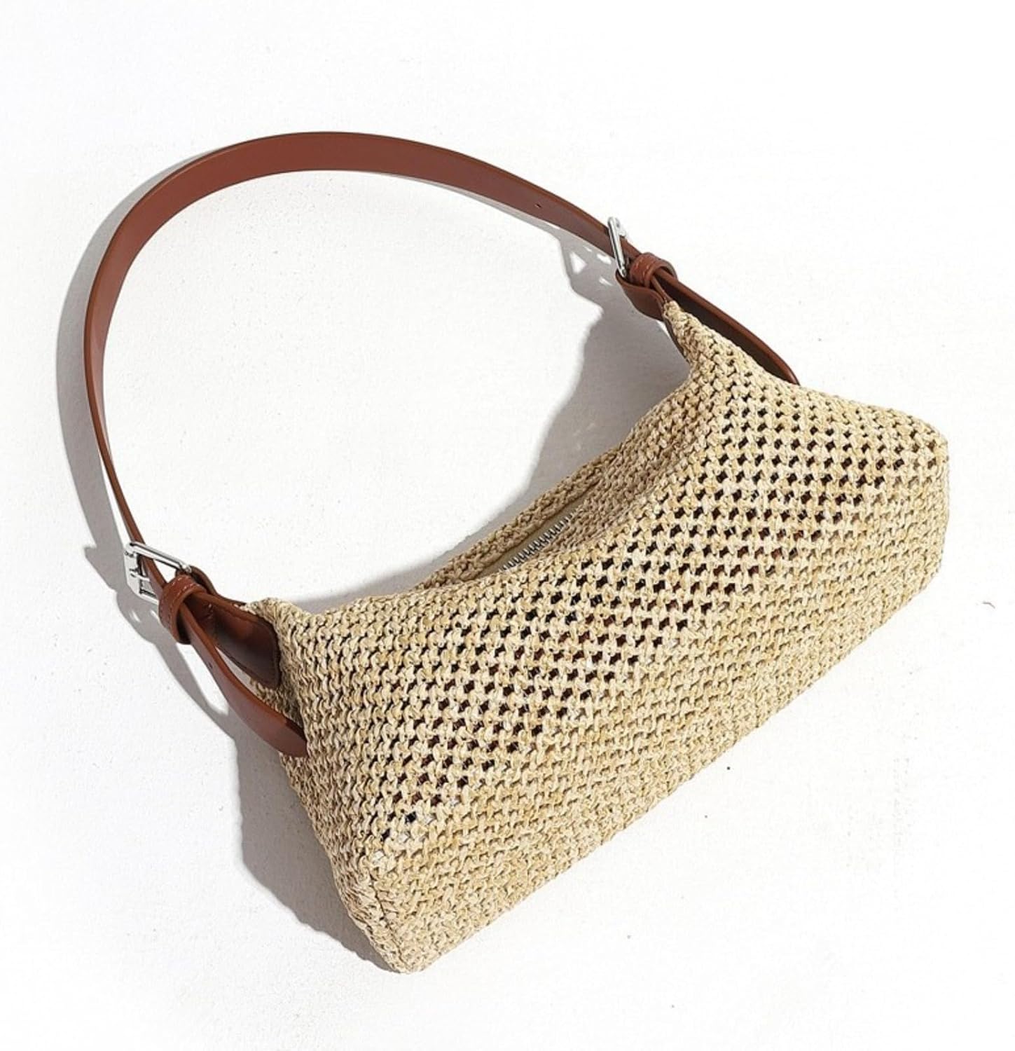 Summer Woven Straw Bag for Women Retro Shoulder Bag Crossbody Purse Casual Beach Vacation Handbag