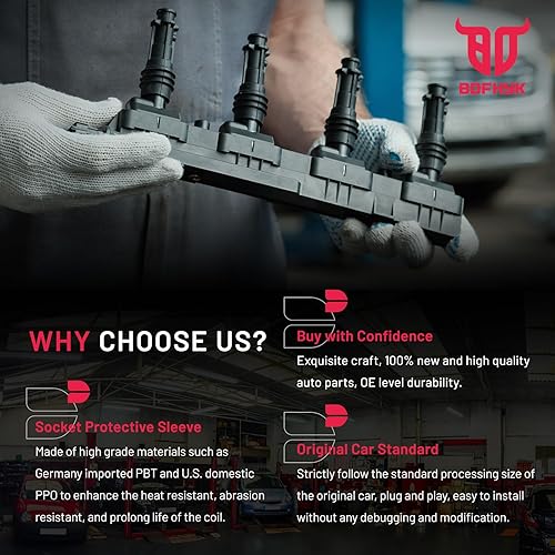 Miniatura 6 de BDFHYK Paquete de bobinas de encendido compatibles con Hyundai Elantra Kona Sonata Veloster, compatible con Kia Forte Optima 2.0L 27300-2E601 UF816,