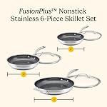 Cuisinart FusionPlus™ 6-Piece Non-Stick Stainless Steel Skillets, Includes 8", 10" and 12" Frying Pans with 3 Lids, Compatible with Induction, PFAS-Free (FPS-6SSCRC)