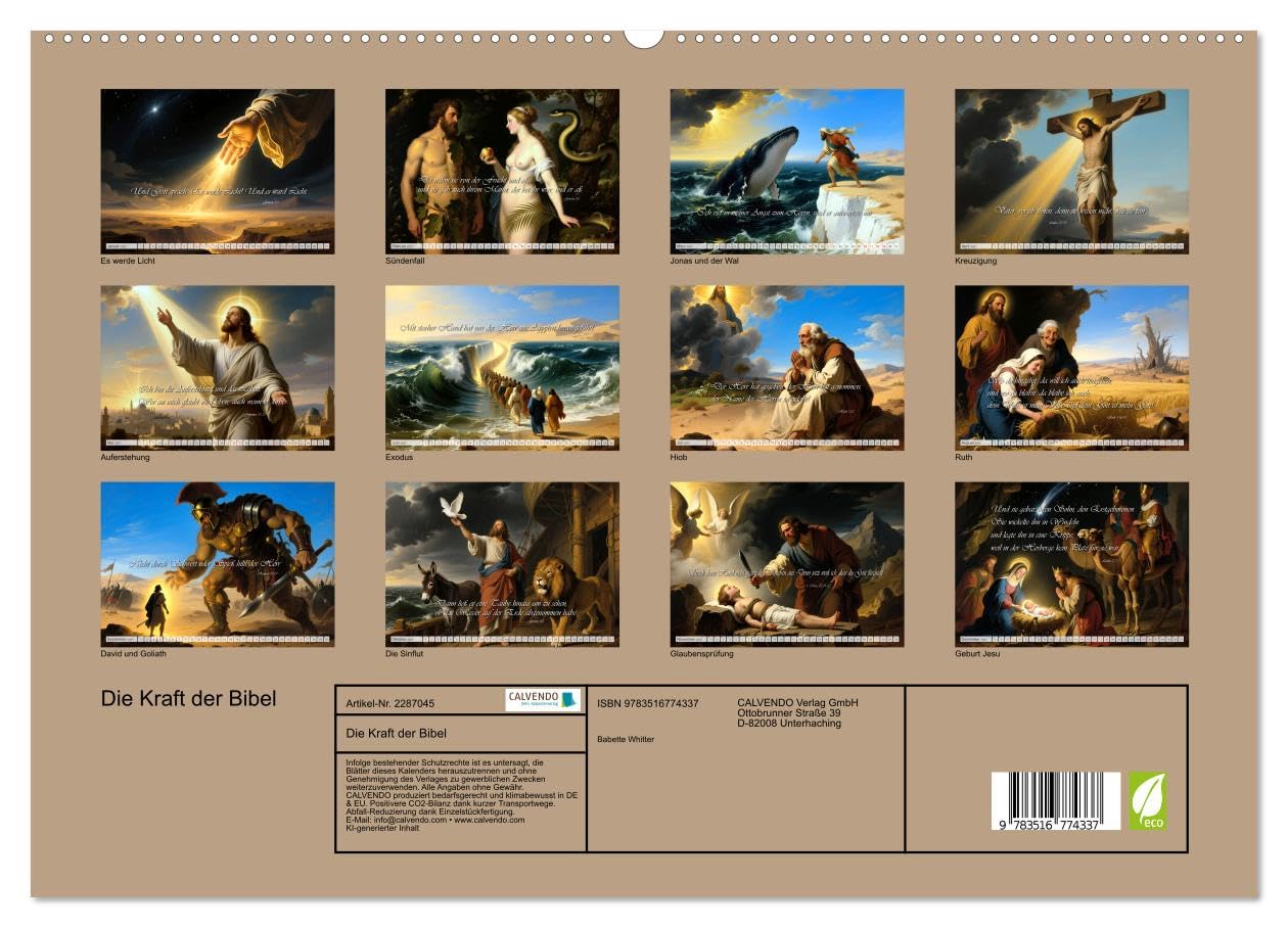 Die Kraft der Bibel (hochwertiger Premium Wandkalender 2027 DIN A2 quer), Kunstdruck in Hochglanz: Ausgewählte Bibelzitate in malerischen Bildern (CALVENDO Glaube)