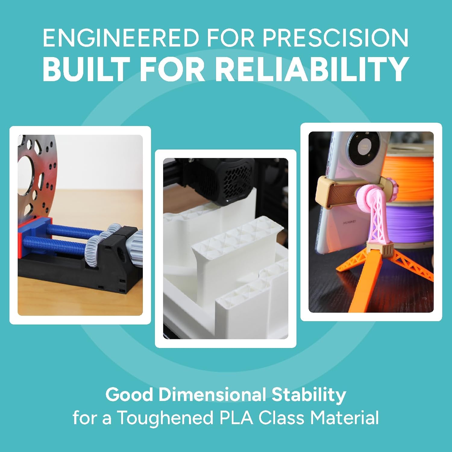 Polymaker PLA Pro 3D Printing Filament Polymaker Teal 1.75mm 1KG, High-Impact Tough PLA, Fast Printing up to 300mm/s, High Speed New Formula, Easy to Print on Most FDM Printers, No Enclosure Required