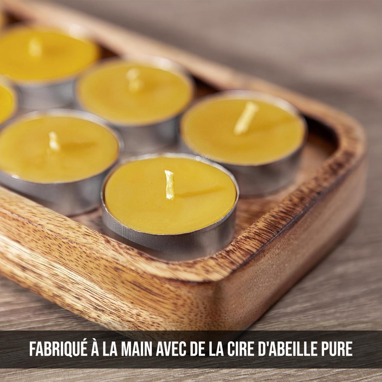 Set De 48 Bougies Chauffe-Plat 100% Pure Cire D'Abeille - Bougies Sans Fumée Mèche Coton - Idéal Cadeau Amateurs De Bougies Naturelles