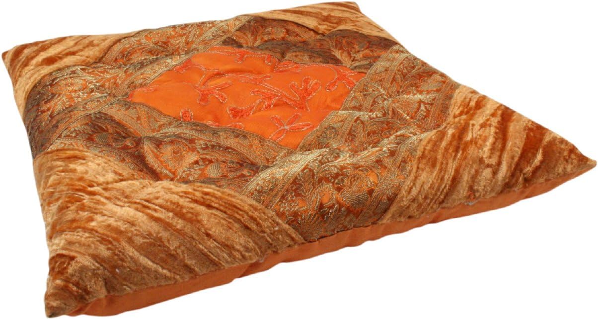 Oriental Brocade Quilted Cushion, Chair Cushion 40x40 cm