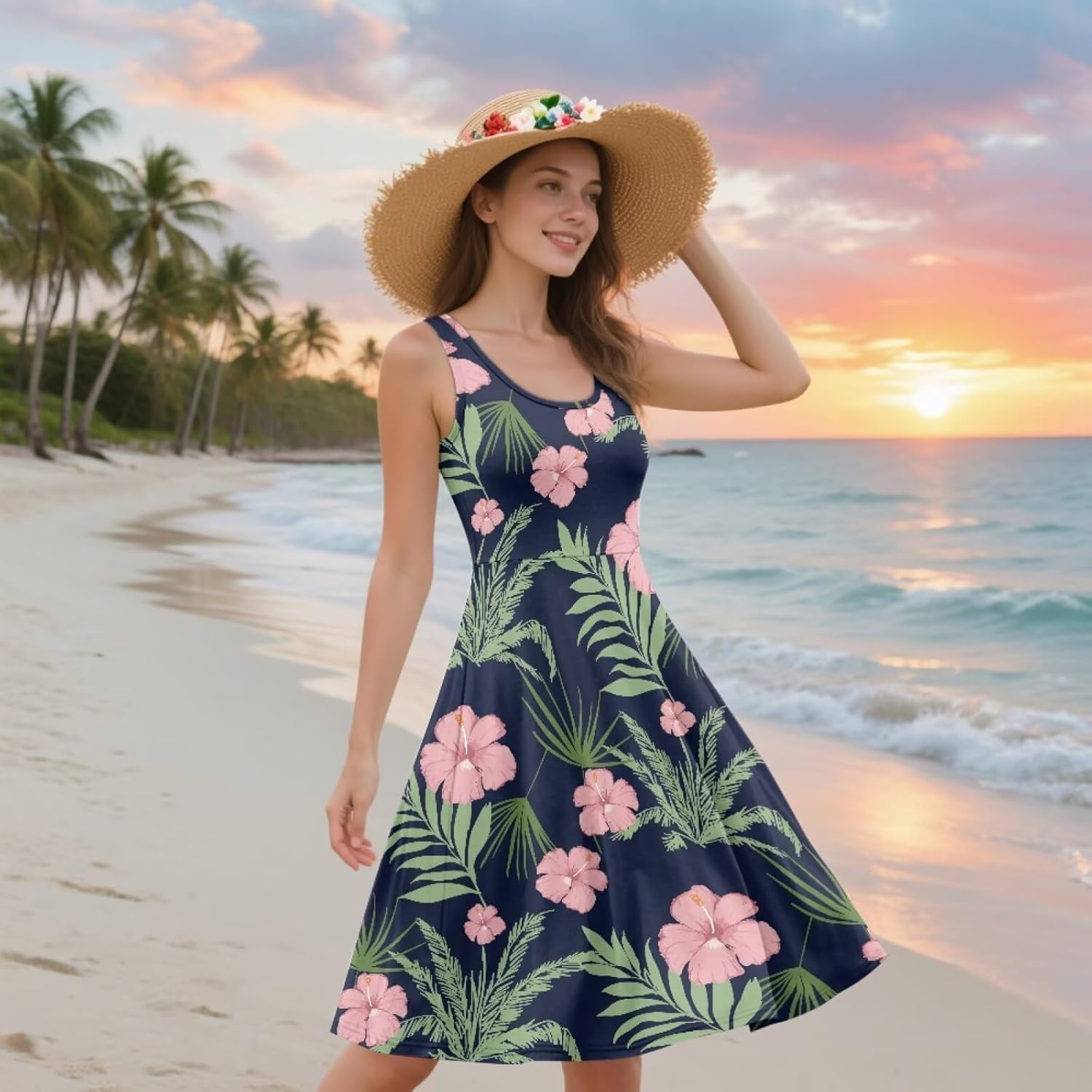 Hawaii Matching Couple Outfits Husband and Wife Clothing Fashionable Mens Casual Shirts Hawaii Dress with Soft Fabric