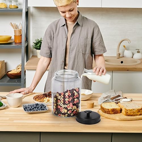 Miniatura 7 de Paquete de 2 tarros de vidrio grandes con tapa de metal, tarro transparente de 1 galón para galletas de caramelo, recipiente hermético de