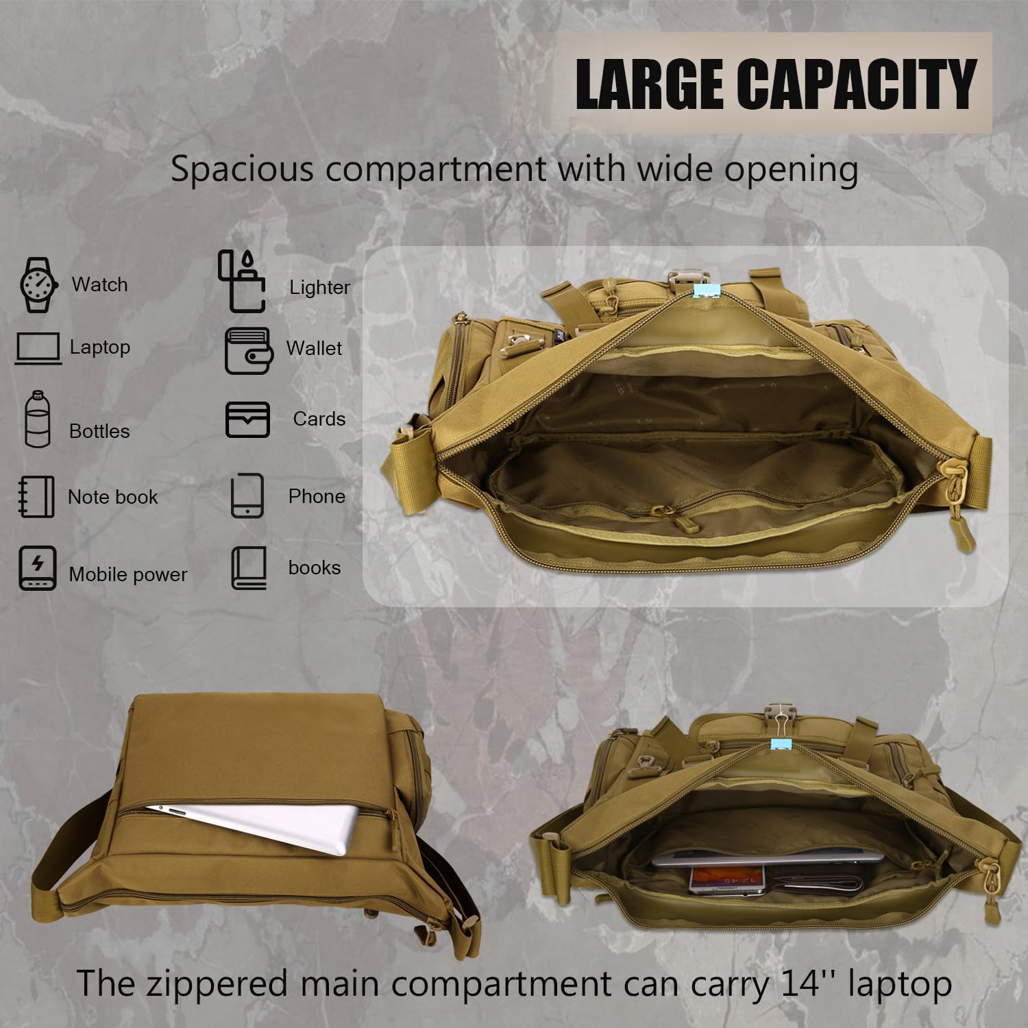 Protector Plus Tactical Messenger Bag Men Military MOLLE Sling Shoulder Pack (Patch Included) | Military, MOLLE, Sling, Patch Included - Image 4