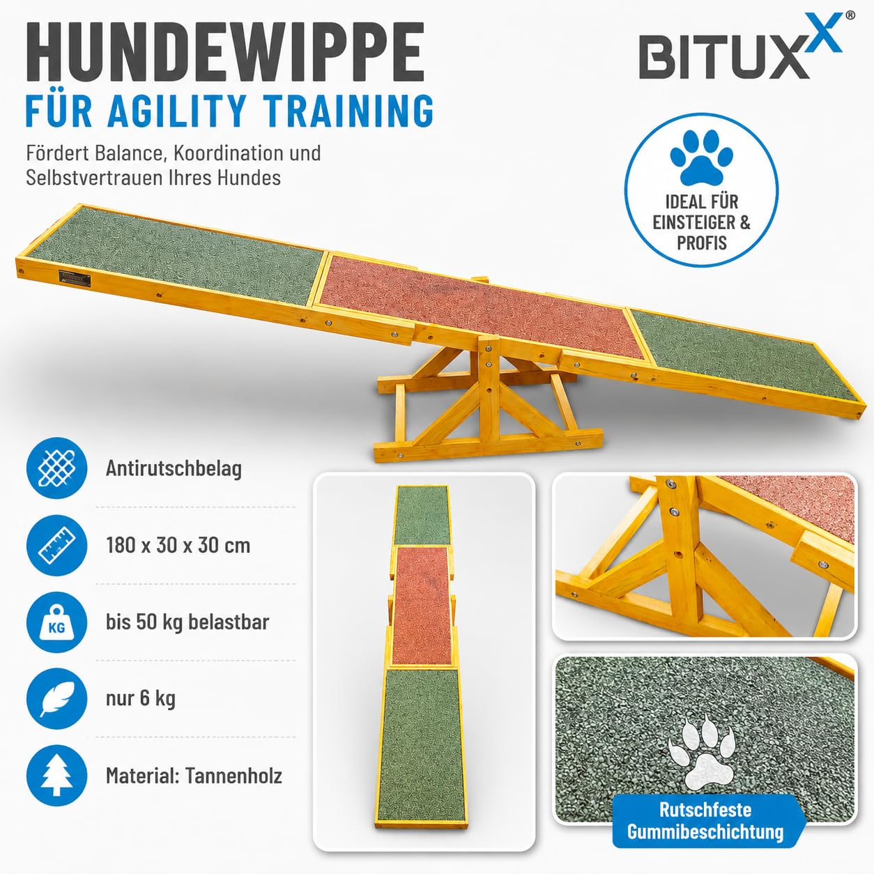 BITUXX Hundewippe Agility Wippe Hundesport Hundetraining
