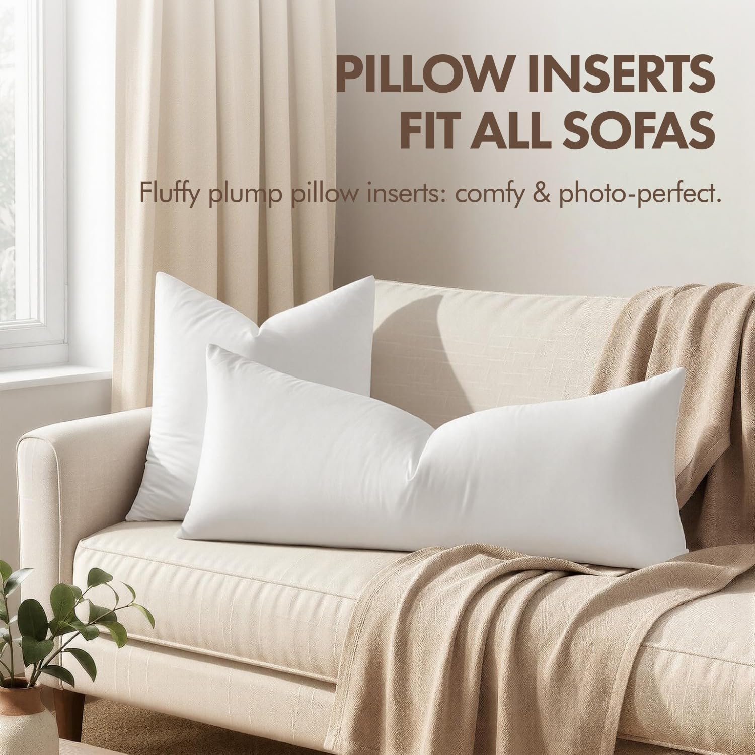 MIULEE 14x36 Synthetic Down Alternative Pillow Insert Decorative Throw Pillow 14 x 36 Inch Body Bed Sleeping Ultra Soft Fluffy Form for Sofa Couch Bed
