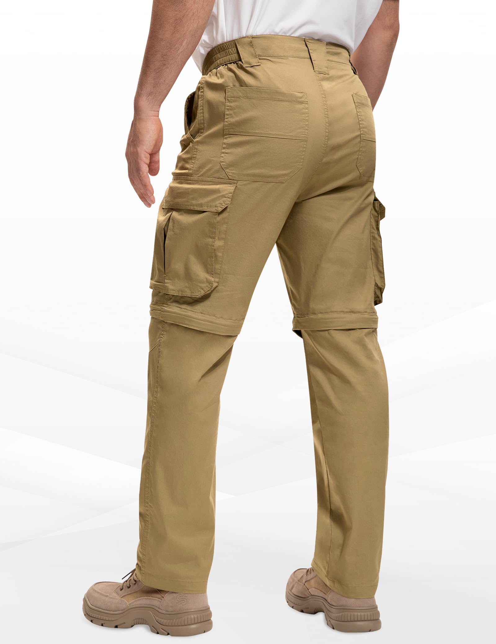 MOURCE Wanderhose Herren Zip Off Leichte Schnelltrocknende Cargohose Herren 8 Taschen für Camping Reisen Angeln