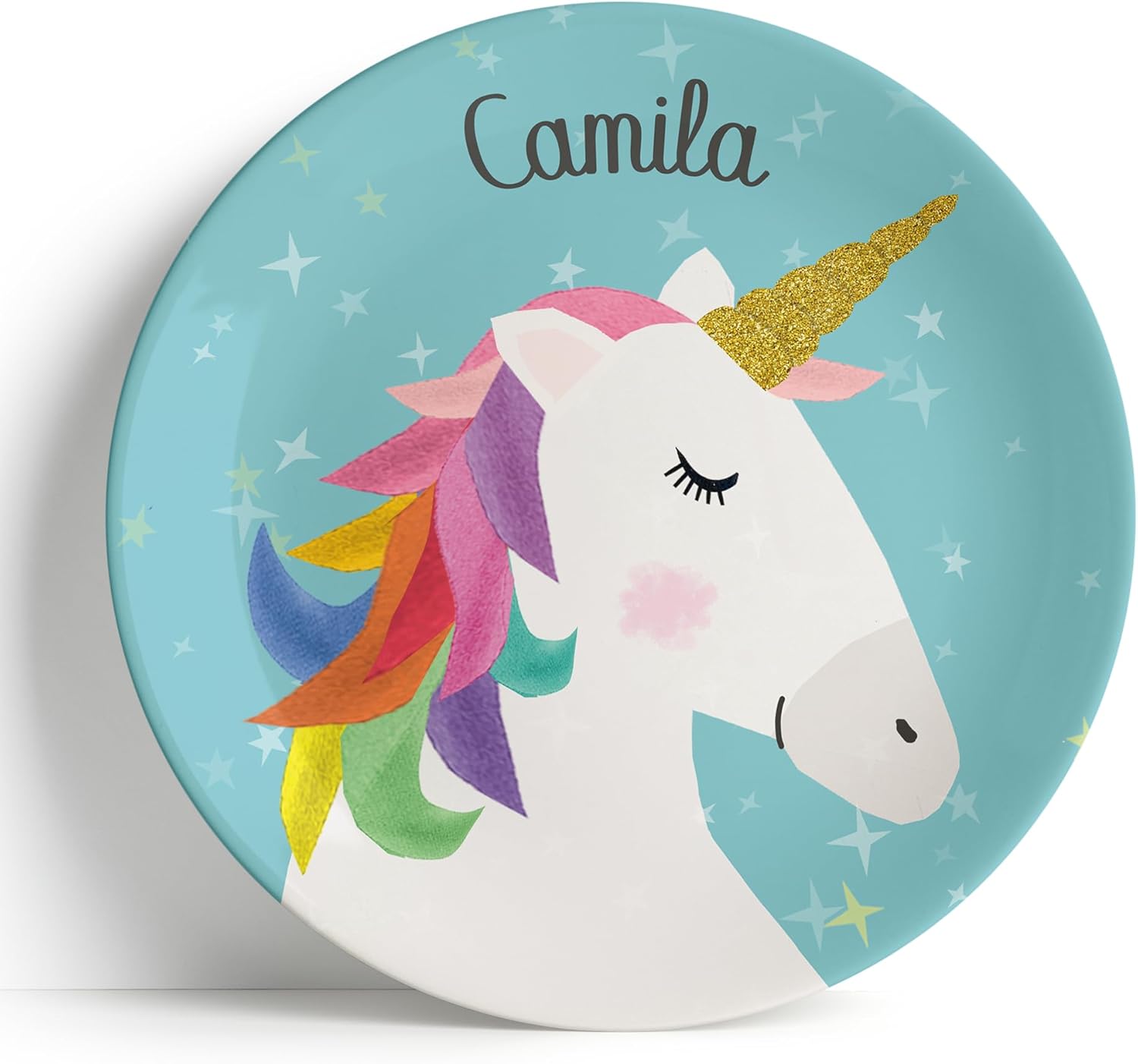 Tiny Expressions - Personalized Unicorn Plate for Girls with Customized Name and Colorful Design | BPA Free | Dishwasher Safe