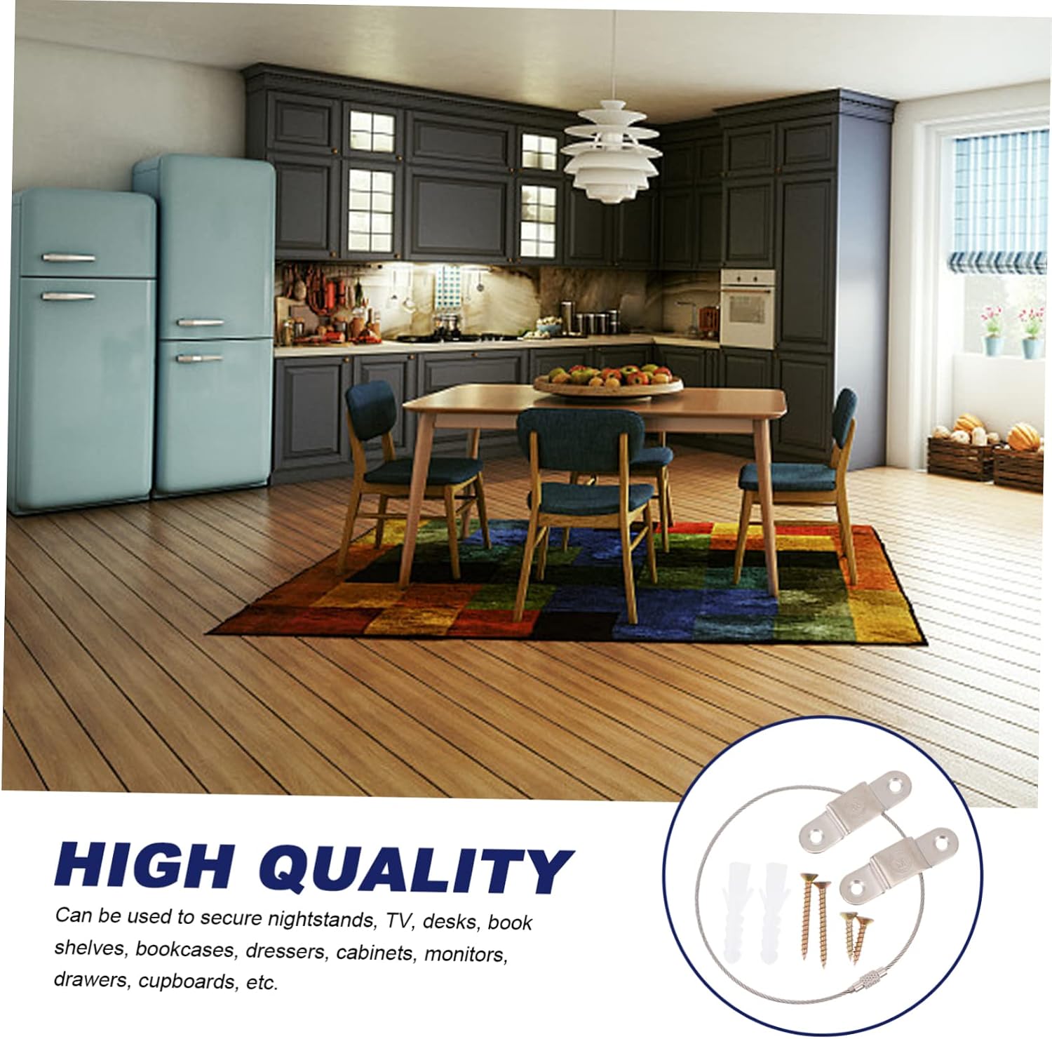 BESPORTBLE 5 Set Furniture Straps for Child Safety Anti-Tip Furniture Anchors Metal Fasteners for Dressers Cabinets and Shelves Easy Installation Suitable for Home Use