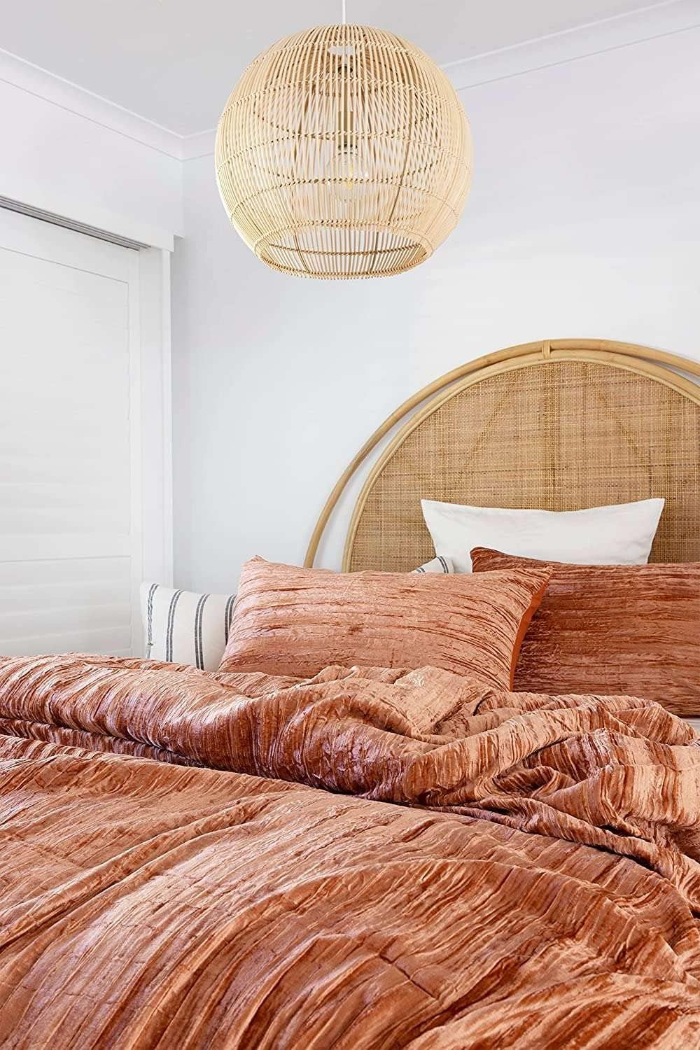 Sophia Art Crushed Velvet Duvet Cover 3 Pcs Set Solid Pattern Luxury Bedding Cover Comforter Cover with 2 Pillow Shames UO Comforter (Crush- Terracotta, Twin 68" W x 90" L)