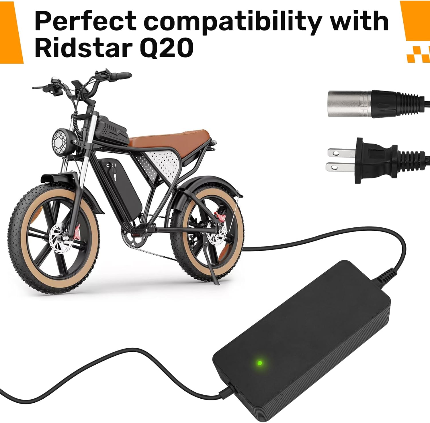 UL Certified Upgraded Fast Charging 3-Pin 54.6V 3A Battery Charger for Q20 Ridstar, Battery Power Adapter, Waterproof & Moisture-Proof & Protection Against Overcurrent Charger Part