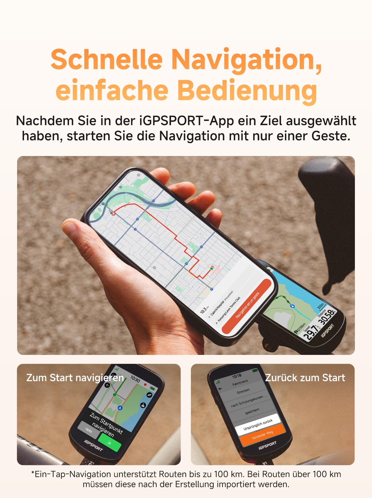 iGPSPORT BSC500 Fahrradcomputer, 3,3-Zoll-Touchscreen, Karten- und Sprachnavigation (Black)