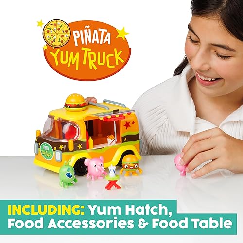 Miniatura 5 de Pinata Smashlings Yum Yum Truck Playset - Juguete de autobús con temática de comida para niños, contiene 4 Smashlings exclusivos y 3 accesorios para