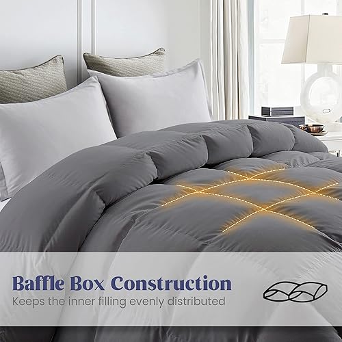 Miniatura 2 de puredown Edredón de plumón tamaño King de gran tamaño, relleno de edredón de calidez media, edredón de colección de hotel, edredones de cama