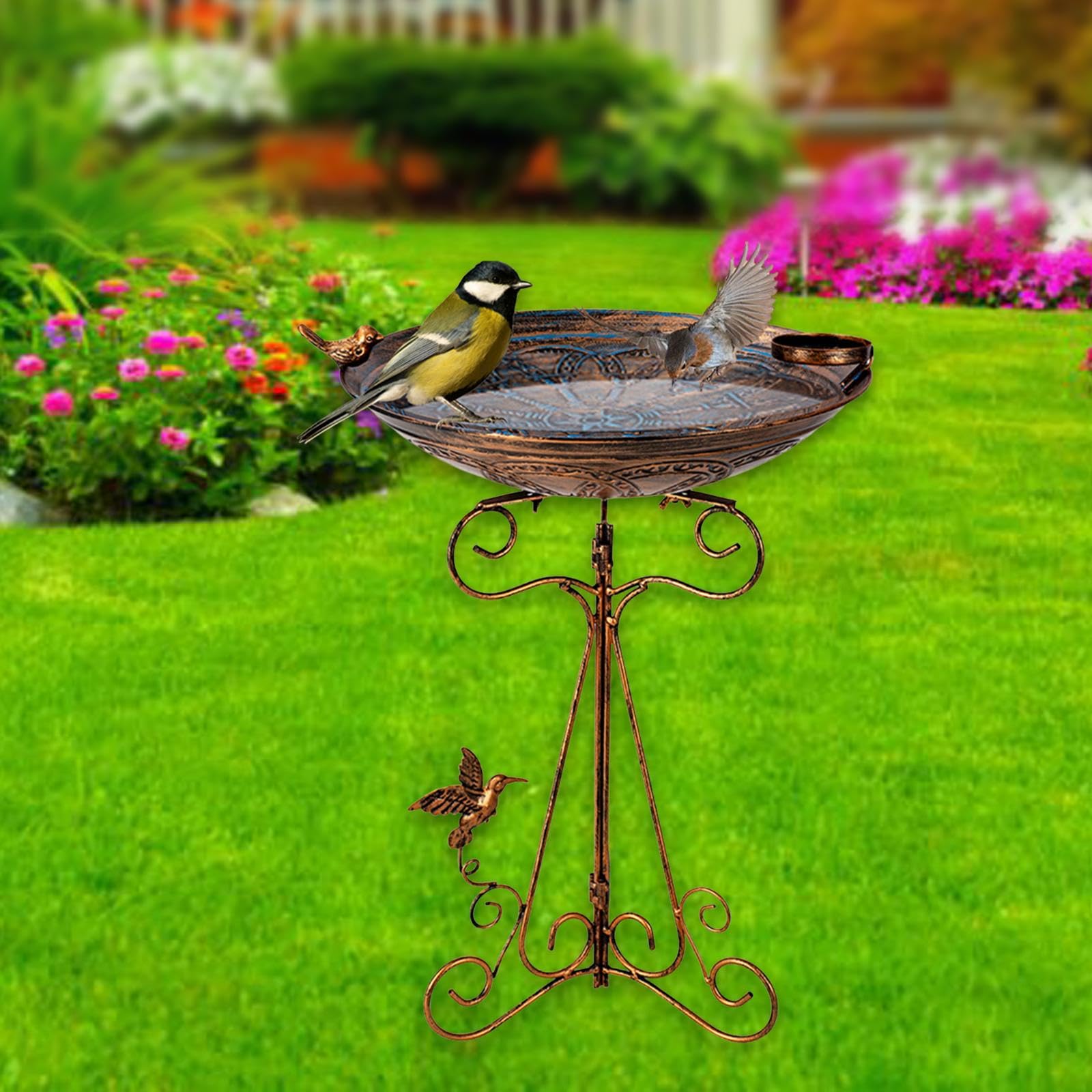 Comedero y Bebedero para Aves Silvestres de Hierro, 32 cm x 47.5 cm (12.6" x 18.7"), Fácil Instalación para Jardín