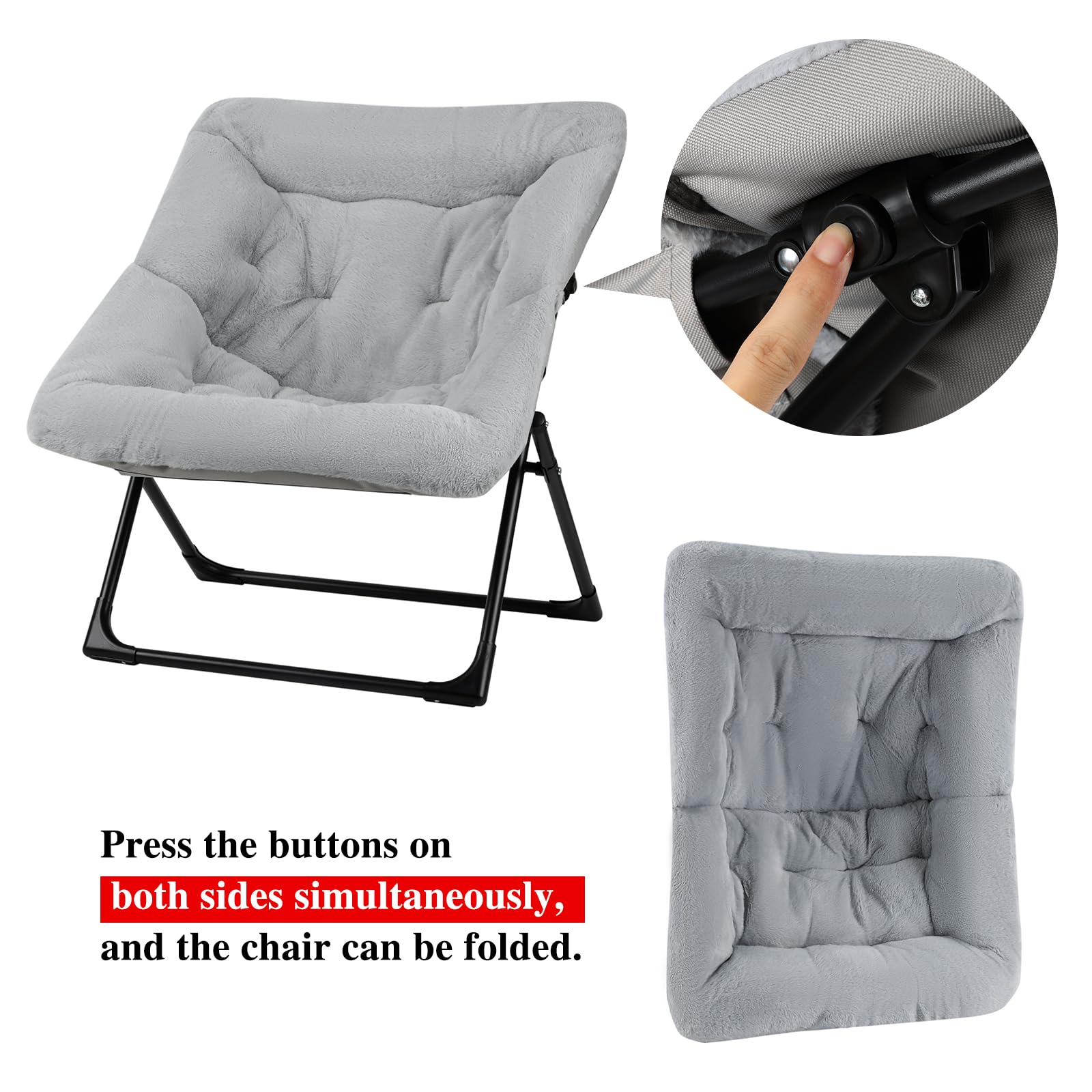 Silla platillo plegable, cómoda silla de lectura de piel sintética, silla plegable para adolescentes, adultos, silla perezosa de gran tamaño, silla de salón grande para sala de estar 8