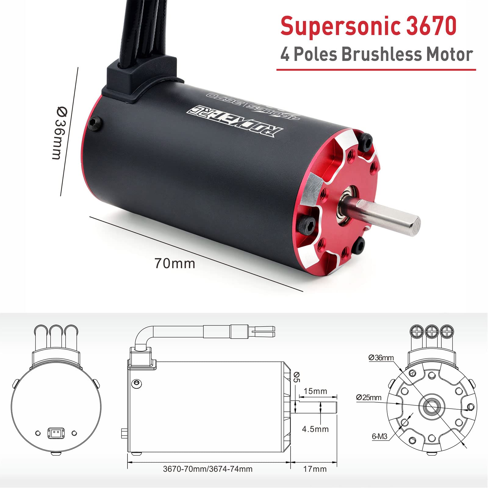 Amazon.com: Surpass Hobby Supersonic 3670 2750KV Sensored
