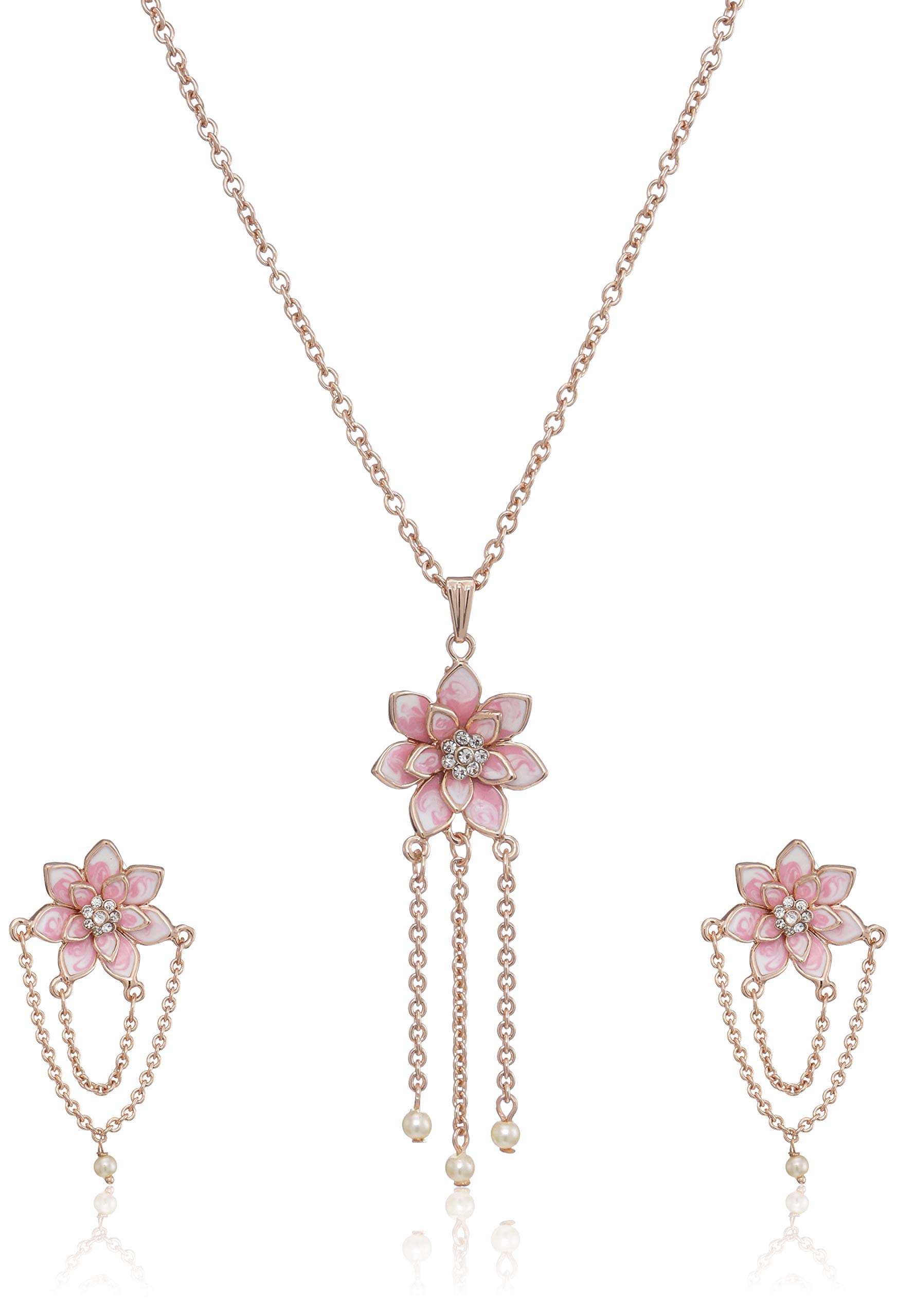 Estele 24 Kt Gold Plated Flower Waterfall Chain Necklaces for Girls and Women (B08CSCCZJX) Amazon Price History, Amazon Price Tracker