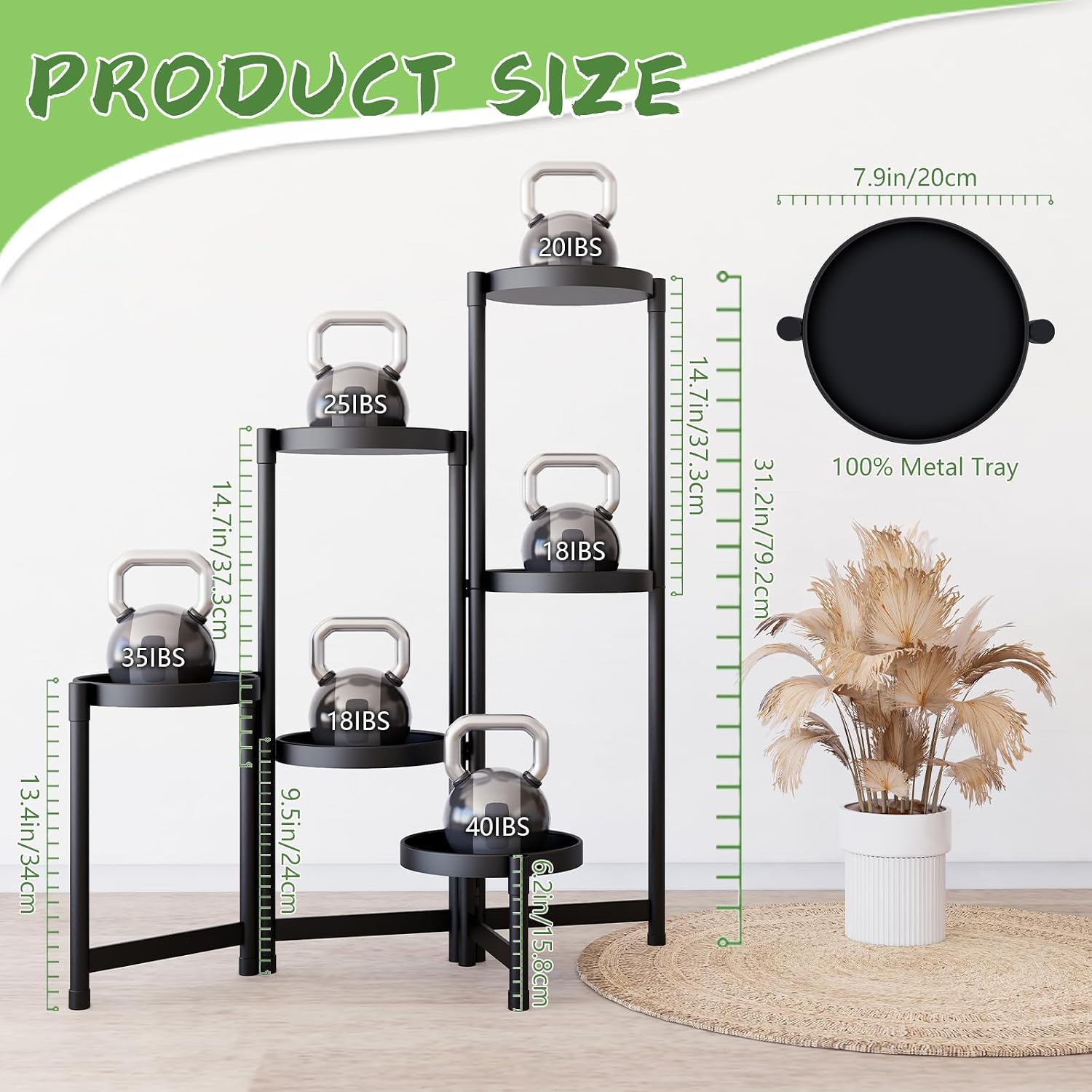 6-Tier Metal Plant Stand Indoor Outdoor - Corner Tall Plant Shelf for Multiple Plants, Foldable Heavy Duty Plant Holder - Decoration flower Stand for House Living Room Balcony Garden Patio - Black image 4