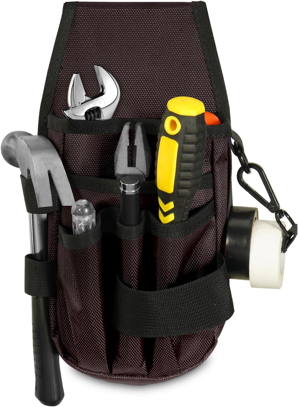 KENOBE 5-Pockets Tool Pouch, Black Tool Pouch Organization, Heavy-Duty Electrician Tool Pouches for Electrician, Carpenter, Construction, Technician, Side Belt Pouch, Small Electrician Holster
