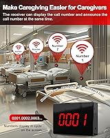 Vista 5 de CallToU Sistema de llamadas inalámbricas, botón de llamada para cuidador, campana de llamada de paciente con 10 botones de llamada de alerta