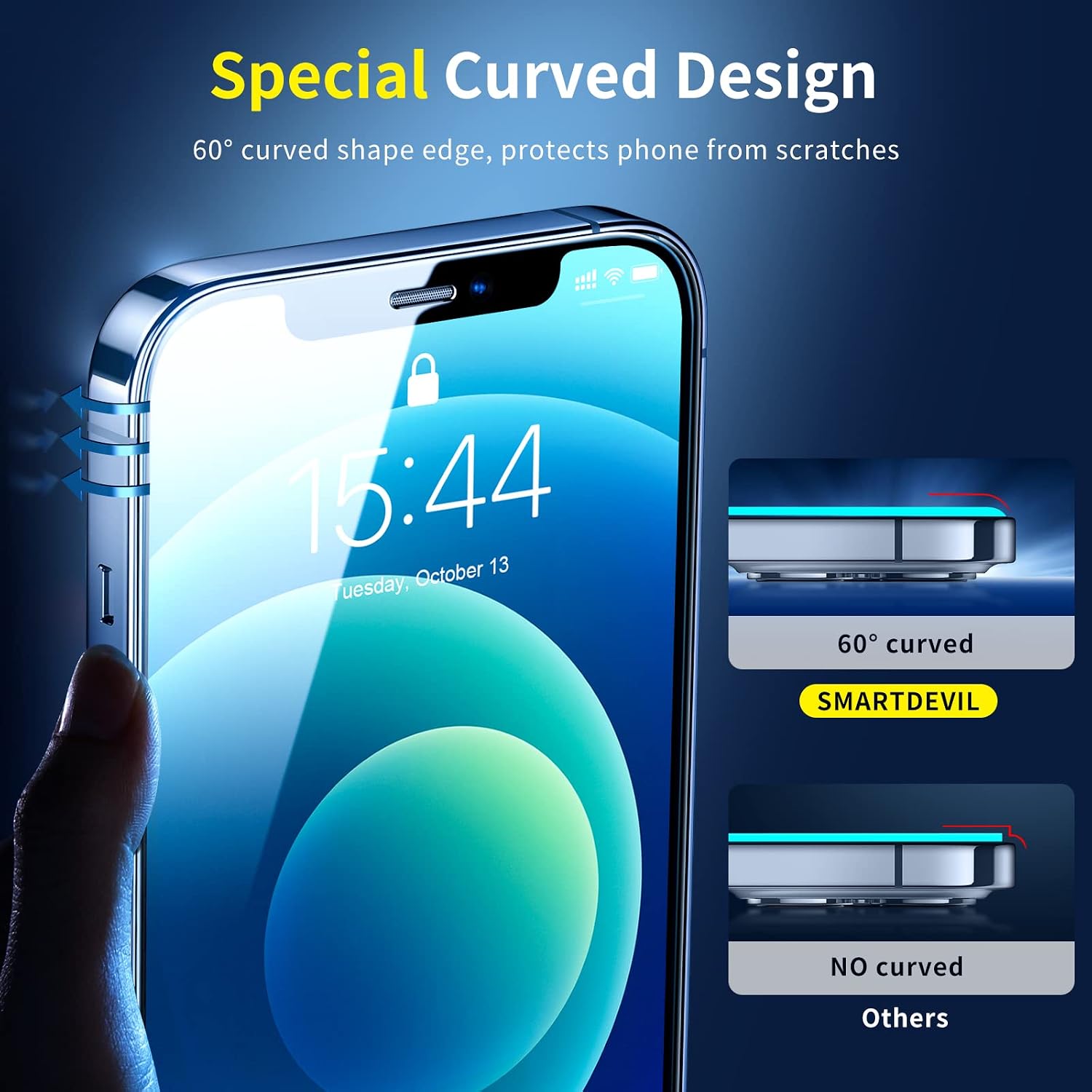 SmartDevil 3 Pack Screen Protector for iPhone 12/12 Pro 6.1 Inch Tempered Glass Film Anti-Scratch with Easy Installation Tool, Bubble Free, Scratch Resistant Compatible with Apple iPhone 12/12 Pro