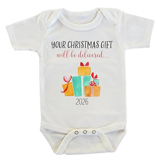 Witty and Bitty Your Christmas Gift Will Be Delivered Baby Pregnancy Reveal Onesie Expecting Announcement Parents Grandparents Family (2024)