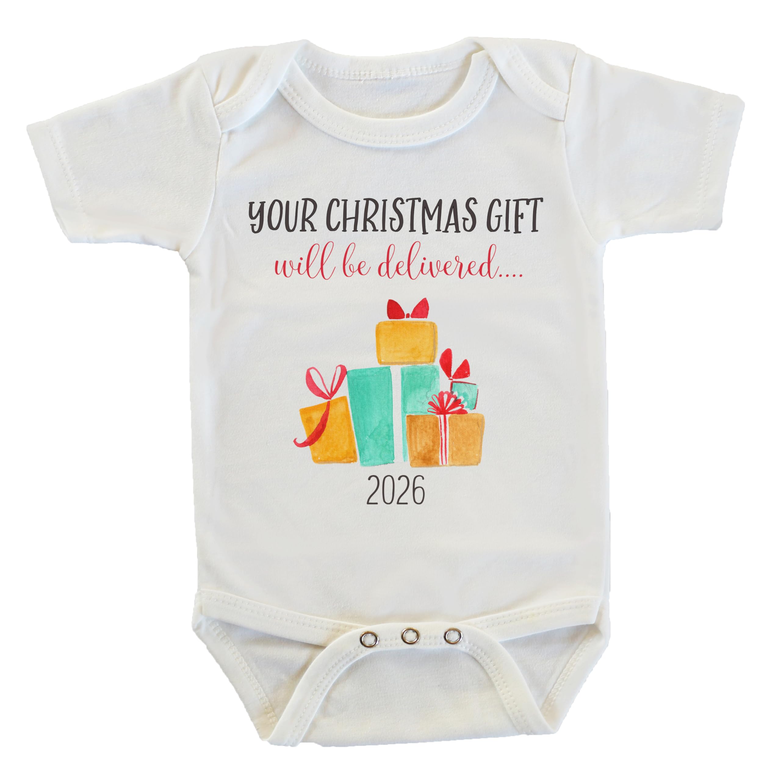 Witty and Bitty Your Christmas Gift Will Be Delivered Baby Pregnancy Reveal Onesie Parents Grandparents Family