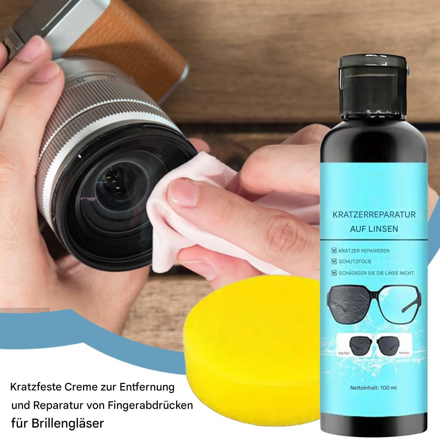 Płyn Do Usuwania Rys Na Okularach 100ml Płyn Do Naprawy Rys Na Okularach | Preparat dla Młodzieży Chłopców Dziewcząt Mężczyzn Kobiet Przyjaciół Rodziny