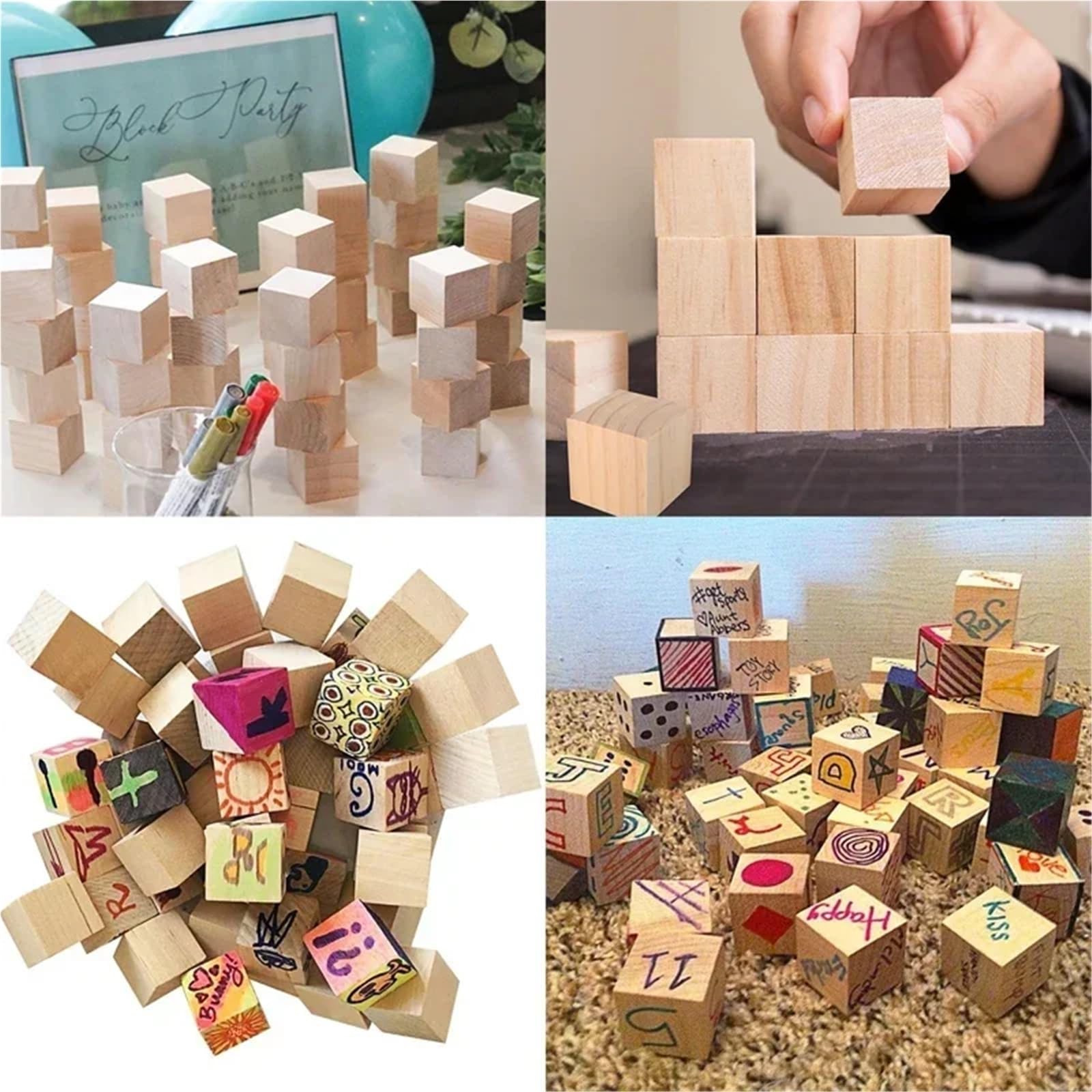 200 pezzi di blocchi legno da 2 cm, massello naturale non rifiniti for progetti fai te, artigianato, pittura, decorazioni for la casa Per Hobby creativi