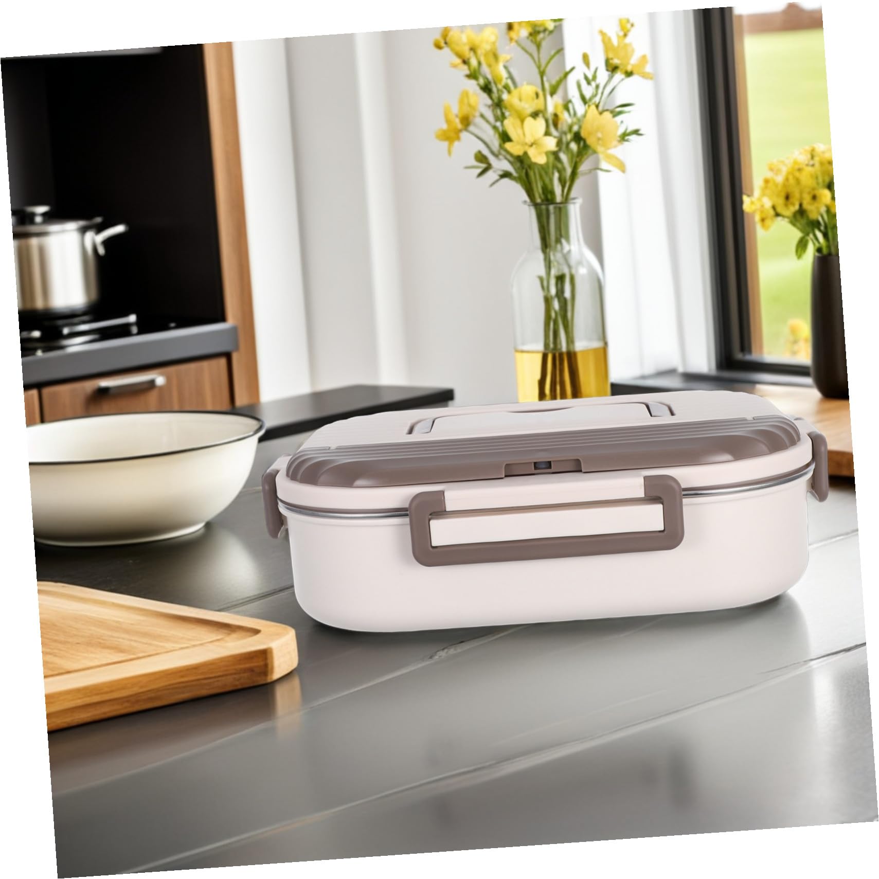 Boîte à Déjeuner Acier Inoxydable Compartiments Boîte Repas Double Étanche pour Adultes Compartiments Polyvalents pour Travail École et Voyage