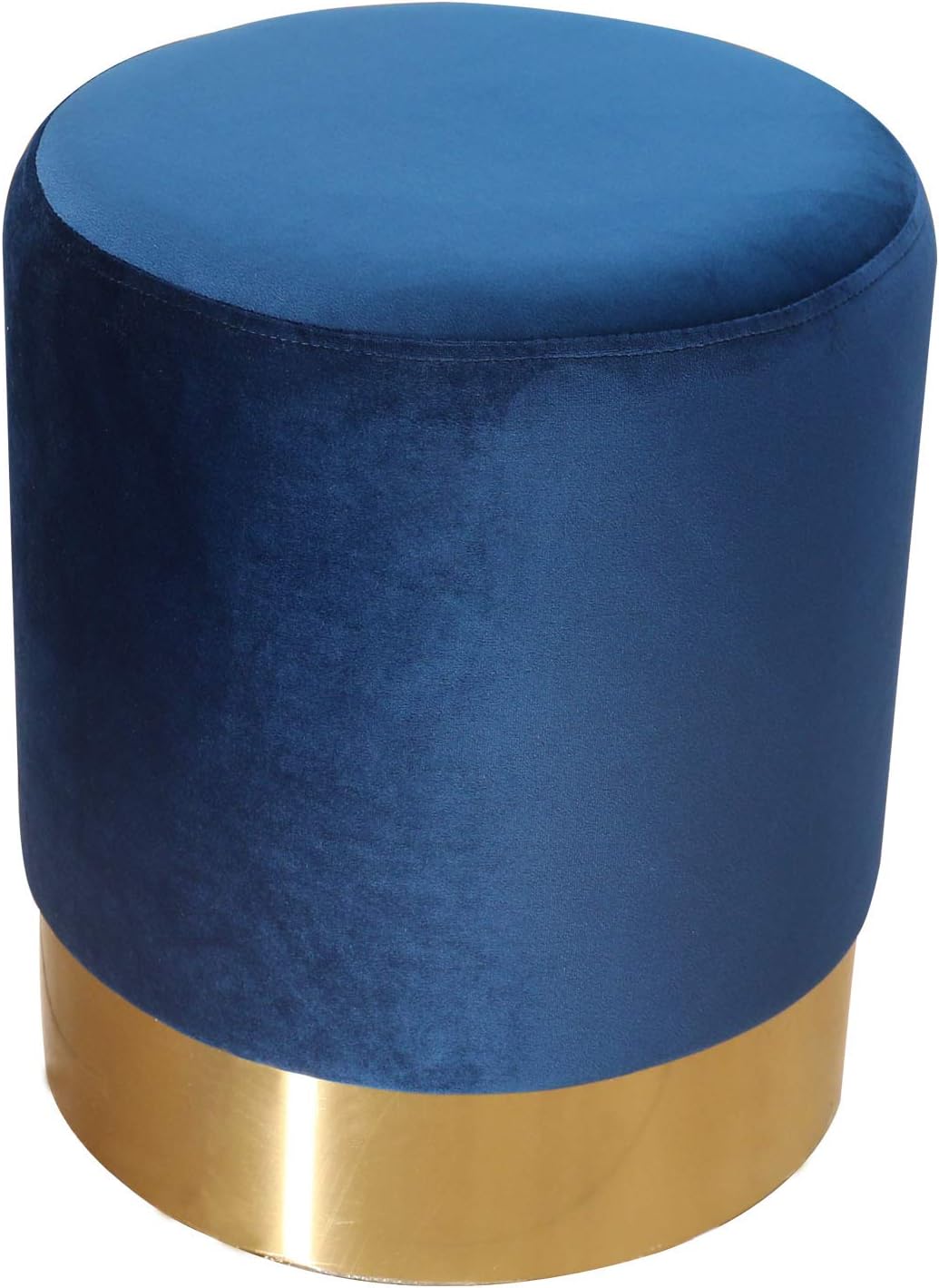 GOLDSUN Round Velvet Ottoman Footrest Stool, Padded Seat Soft Compact Padded Vanity Dressing Chair - Great for The Living Room, Bedroom and Kids Room(Royal Blue)