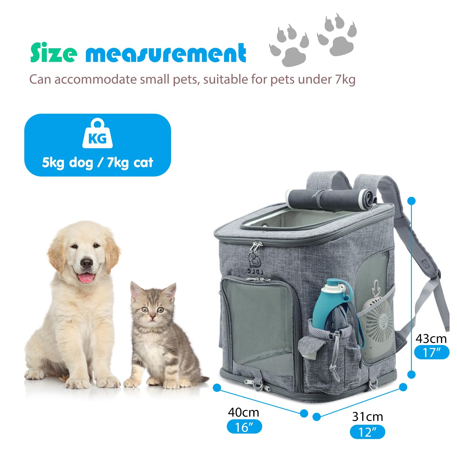 ALLSOPETS Zaino per Gatti e Cani Pieghevole Traspirante Borsa ALLSOPETS Zaino per Gatti e Cani Pieghevole Traspirante Borsa