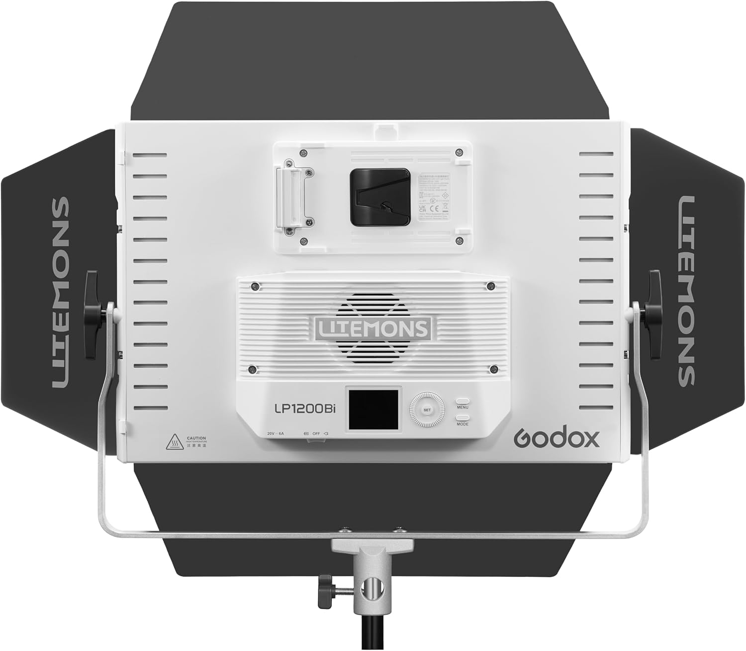 Godox Litemons 120W Bi-Color LED Light Panel with Barndoors, 2800–6500K, Bluetooth App Control, V-Mount or AC Power (LP1200Bi)