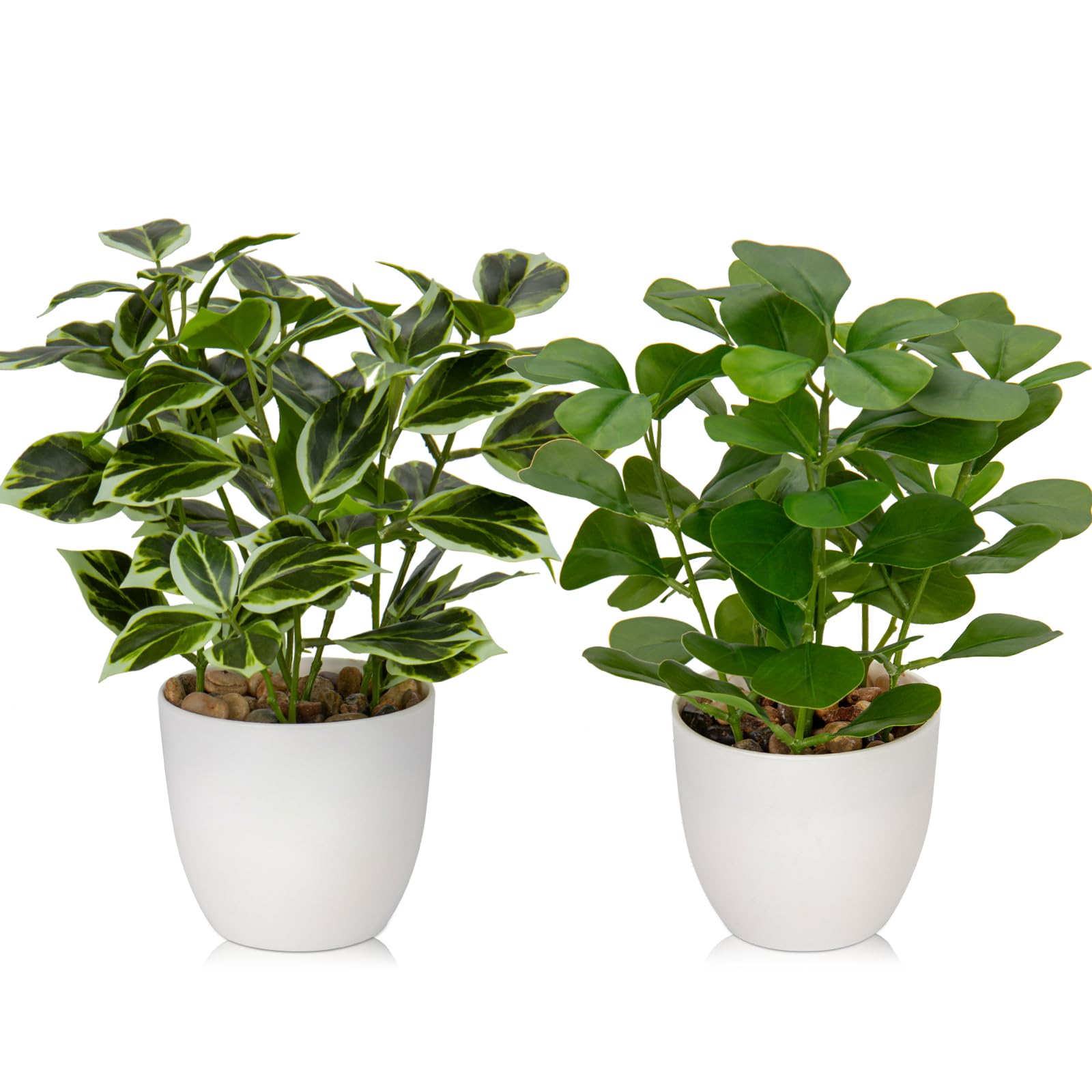 Briful 2 plantas artificiales pequeñas para interiores en maceta, plantas artificiales de escritorio para casa de campo, jardín, decoración de estantes