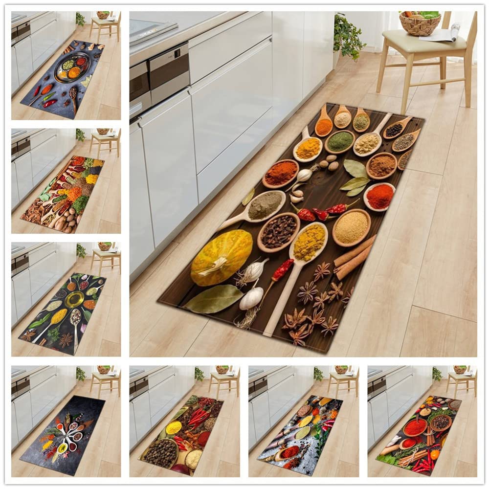 Tapis D'entrée Bienvenue Imprimé épices 3D - Antidérapant, 40x120 Cm, Pour Salon, Cuisine, Salle De Bain - 6