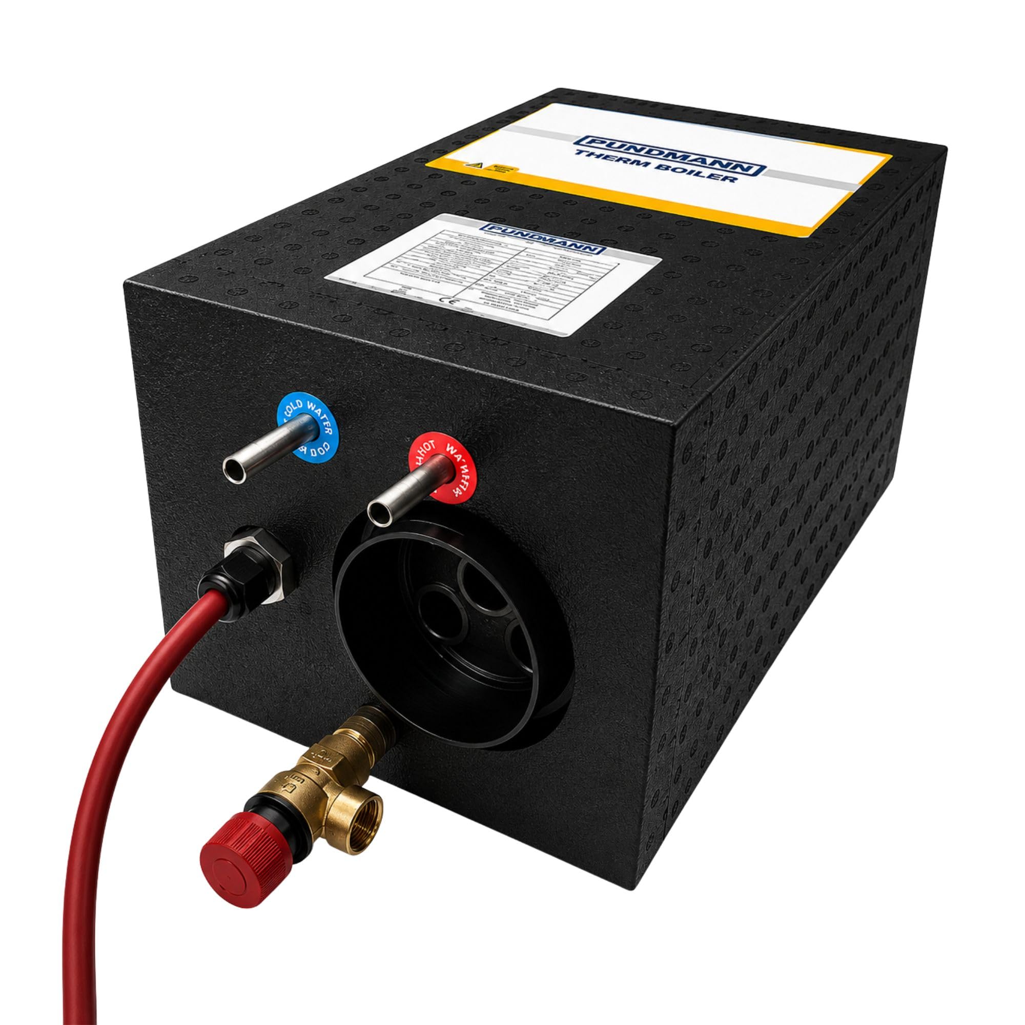 PUNDMANN Therm AIR 6L Warmwasserboiler 230V/500W | Warmwasser über Standheizung oder elektrischen Heizstab | Boiler für Wohnmobil, Camper, Wohnwagen & Van