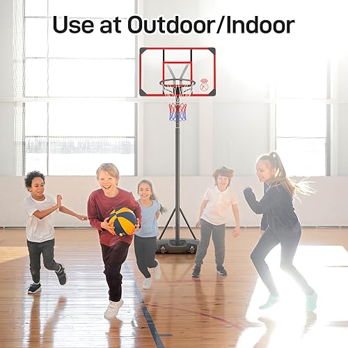 Miniatura 7 de Aro de baloncesto para niños al aire libre de 4.82 a 8.53 pies, ajustable, portátil, aros de baloncesto y porterías para niñosadolescentesjóvenes en