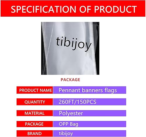 Miniatura 8 de tibijoy Banderines azules de 260 pies, banderines de cuerda triangular, banderas de poliéster para fiesta de gran apertura, fiesta de Navidad,