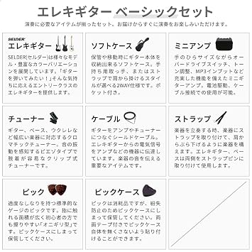 Selder Electric Guitar Stratocaster-Type ST-SPECIAL/IGB, Sakura Instruments Original Beginner's Instructional Basic Set