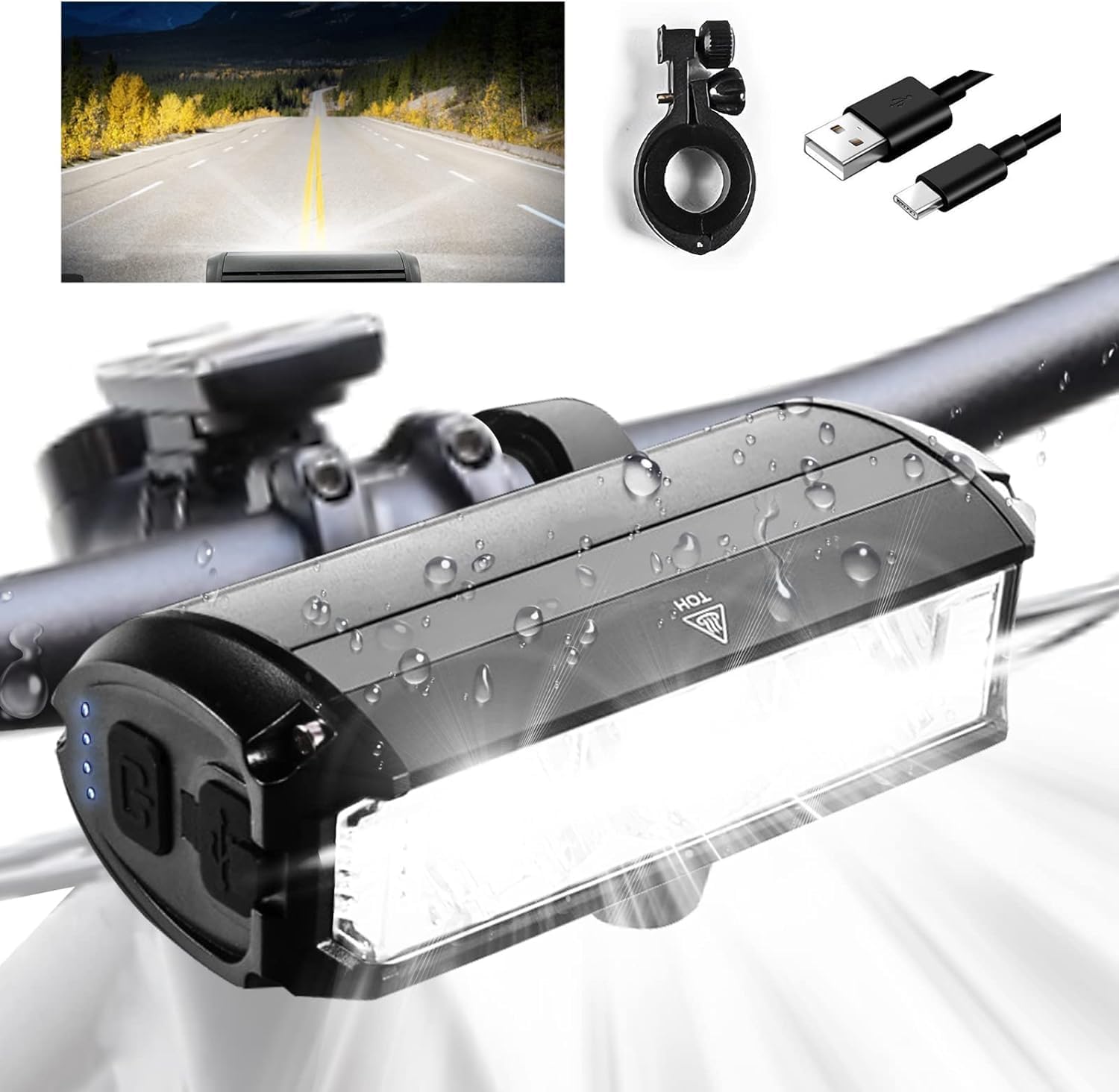 1700 Lumen Superhelle LED Fahrradlampe, 4000 mAh Mobile Leistung, USB wiederaufladbare StVZO Standard IPX5 Wasserdicht für Erwachsene Straße, MTB Off-Road Radfahren Pendeln Sport & Freizeit
