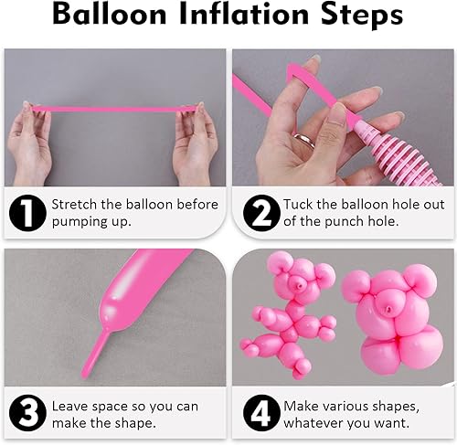 Vista 25 de 100 globos mágicos largos de látex trenzado de 260 Q para forma de animal, cumpleaños, payasos (blanco)