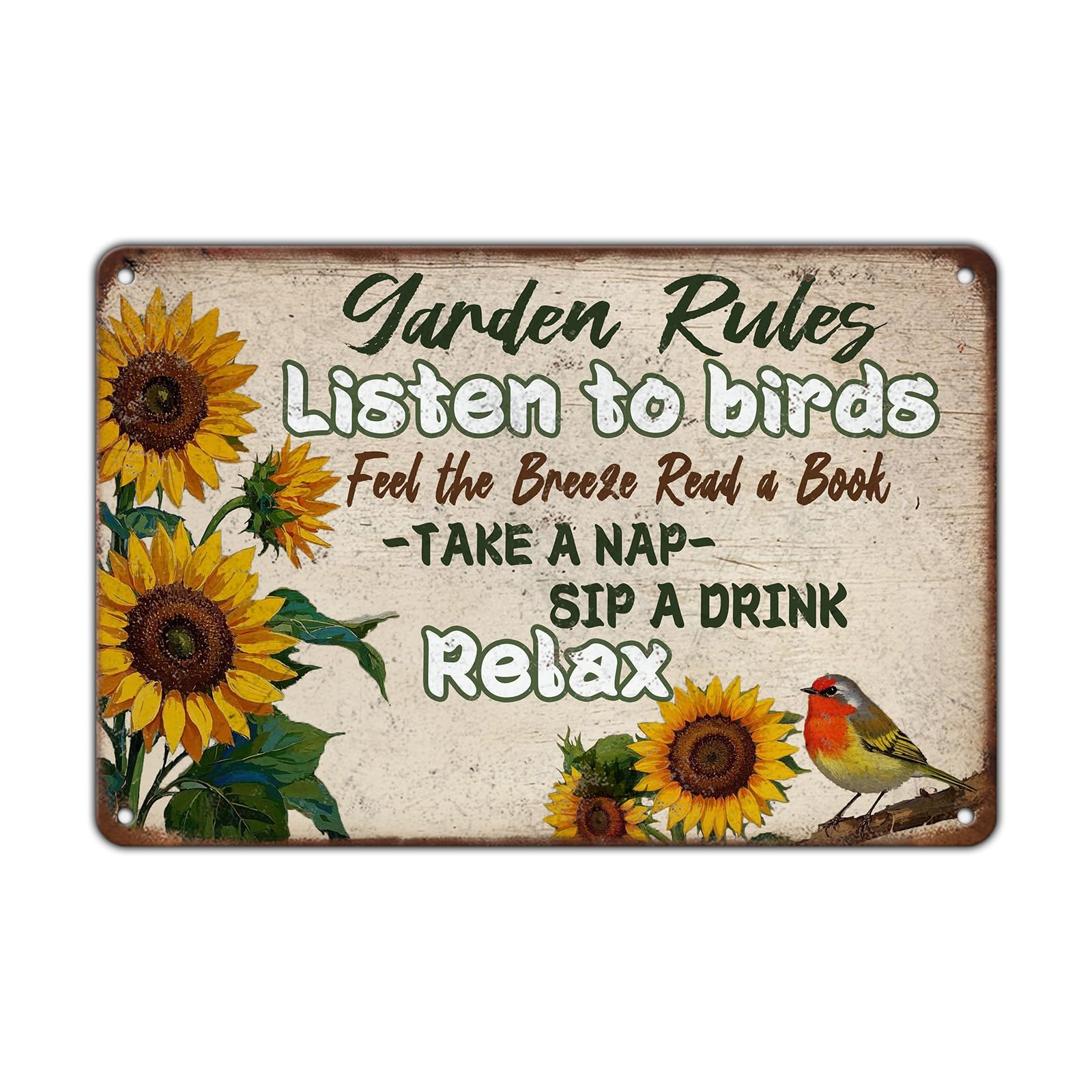 Anceky Funny Metal Tin Signs Garden Rules Vintage Metal Sign Retro Wall Decor for Home Bar Pub Cafe Garage Man Cave Garden Yard 12×16 Inch