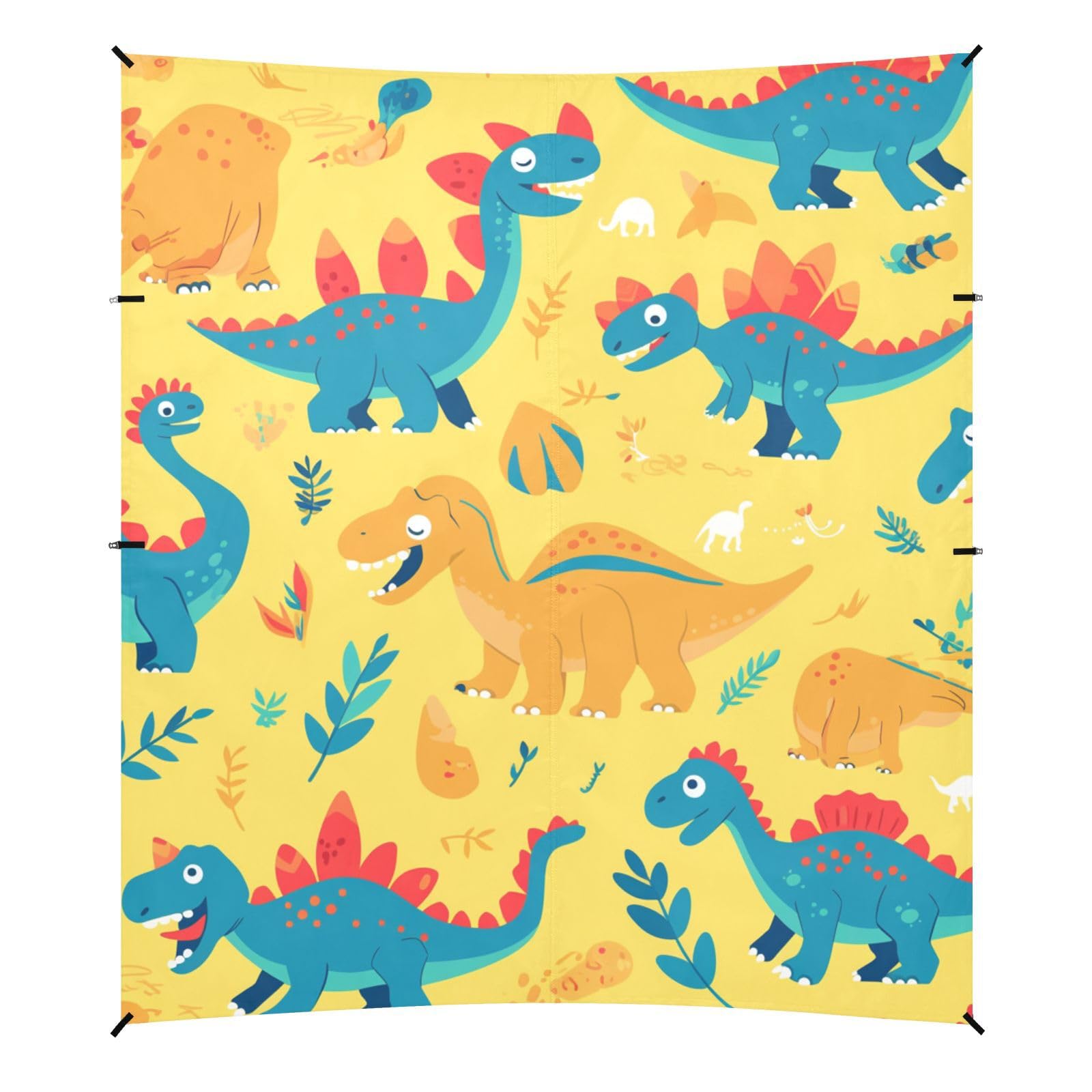 Dinosaur Paradise Foldable Beach Canopy UPF50+ Protection Waterproof Sun Shelter with Sand Shovel, Sandbags for Camping, Picnics, Backyard