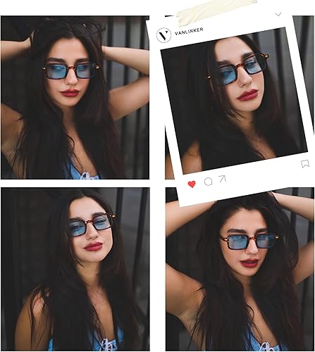 Miniatura 3 de VANLINKER Gafas de sol rectangulares retro para mujeres y hombres, de moda, cuadrados, vintage, VL9749