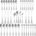 Cididu 40 Pièces Retro Royal Silverware Set pour 8, Set plat en acier inoxydable, lave-vaisselle Set de vaisselle sécuritaire incluant fourchettes et couteaux, Couverts vintage pour le mariage, la fête et Noël
